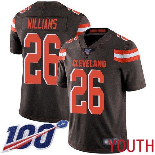 Cleveland Browns Greedy Williams Youth Brown Limited Jersey #26 NFL Football Home 100th Season Vapor Untouchable->youth nfl jersey->Youth Jersey